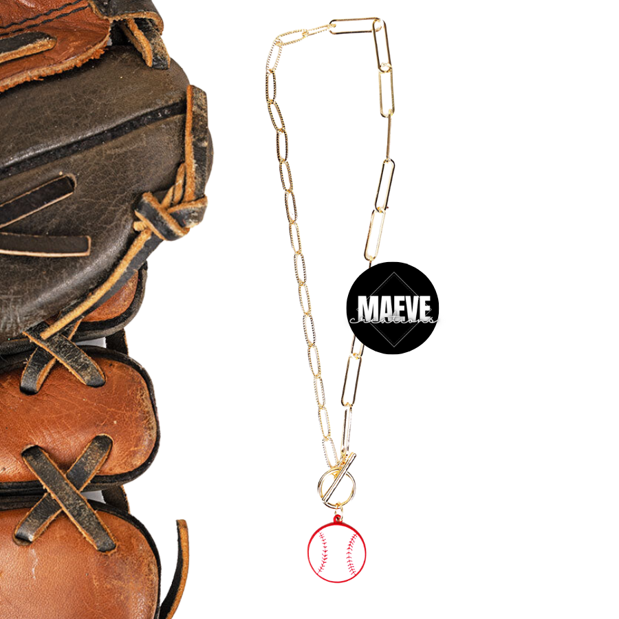 Out Of The Park Baseball Goldtone Necklace