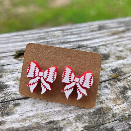 Baseball Bow Earrings