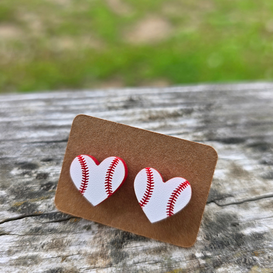 Baseball Heart Earrings