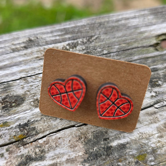 Basketball Heart Earrings
