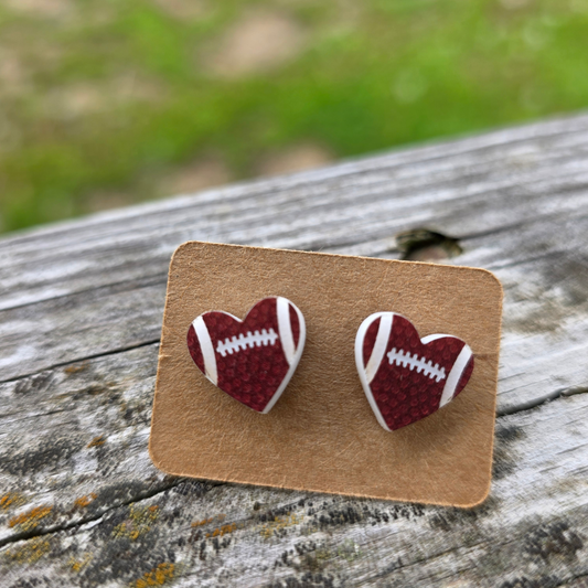 Football Heart Earrings