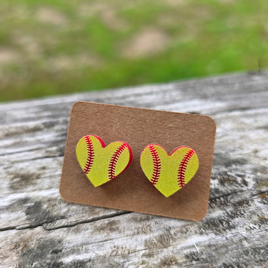 Softball Heart Earrings